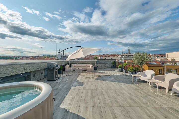 Luxury rooftop jacuzzi | AC | near center +parking gallery image 2