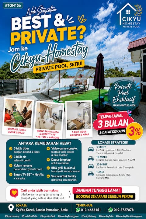 Cikyu Homestay Private Pool Setiu