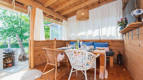 Seaside bungalow at a campsite