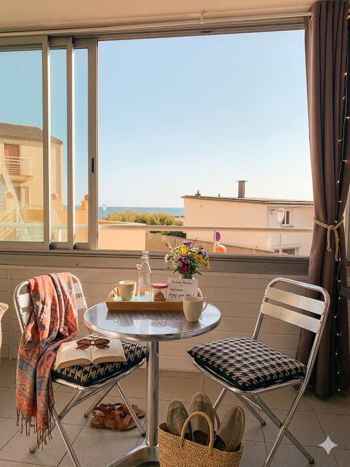 Spacieux Studio Vue Mer, Accès Direct Plage - Frontignan