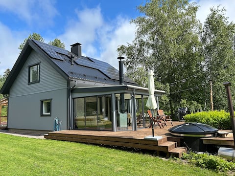 Private Nordic Villa with Glass Terrace & Hot Tub
