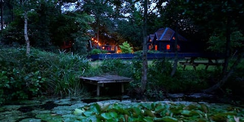 Historic tiny lakeside cabin & secluded hot tub