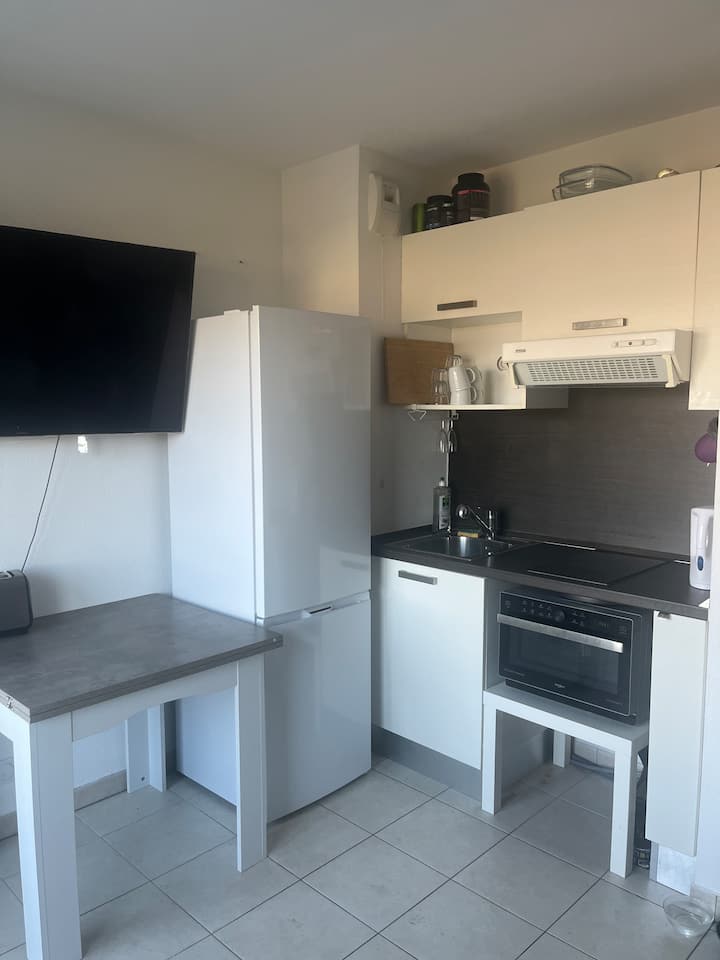 Studio éQuipé + Parking + Balcon+clim - 尼斯