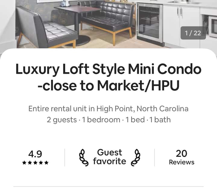 Luxury Loft Mini Condo 202 -Walk To Stadium+market - High Point, NC