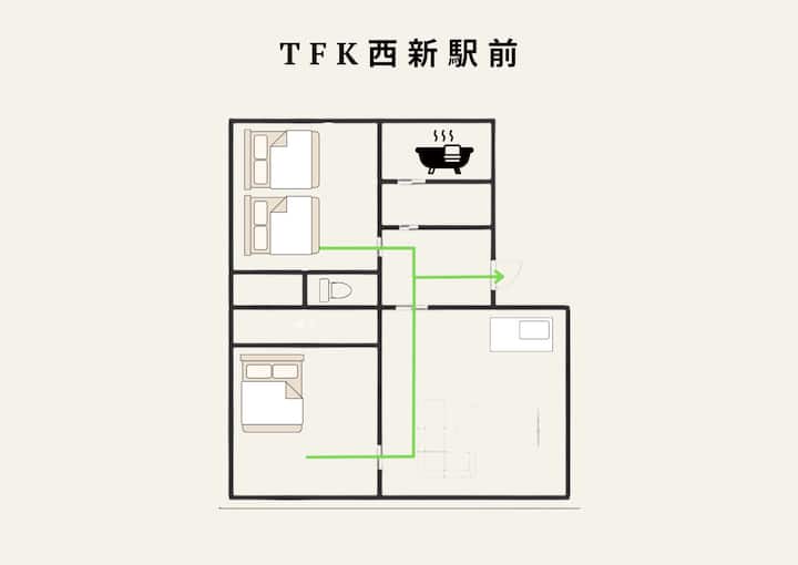 Amp Flat Tfknishijin｜3-min To Station｜max 6 Ppl - Fukuoka