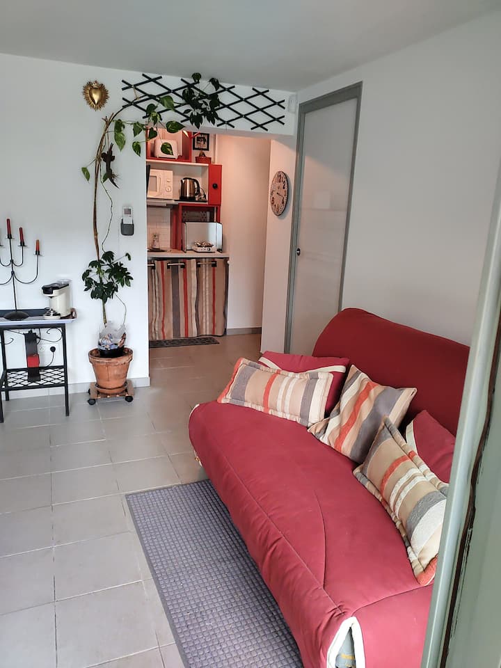 סלון ממוזג עם ספה נפתחת