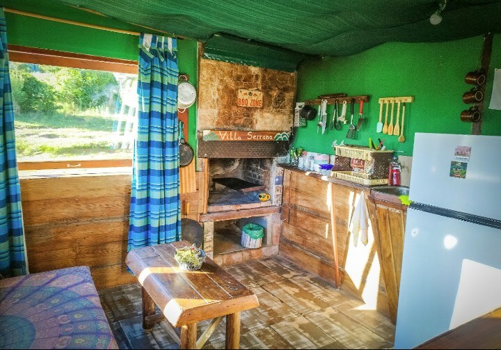 Interior de la cabaña