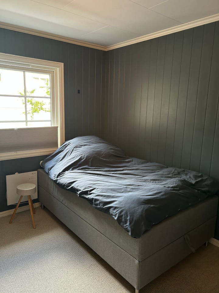 Dormitorio con cama de 120 cm. Posibilidad de un colchón de piso
