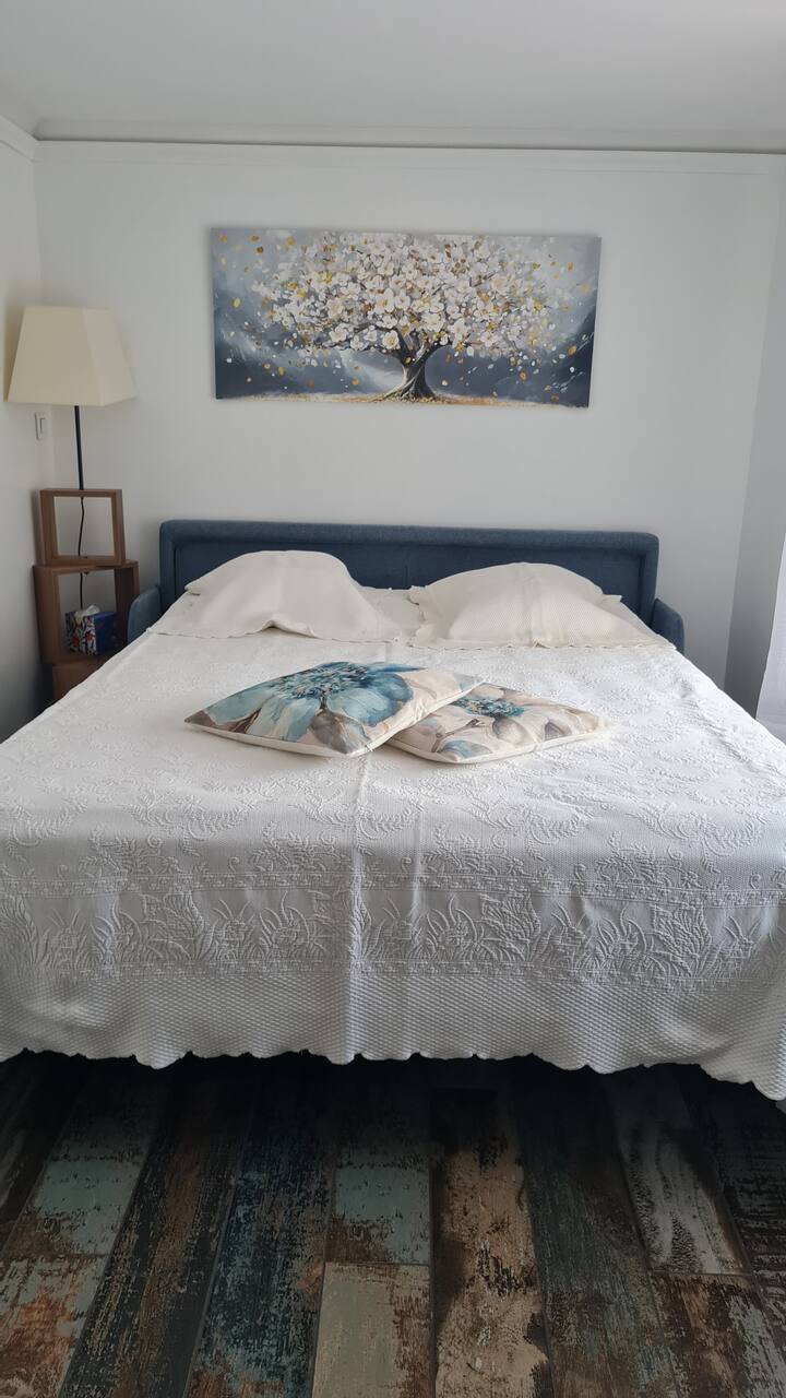 Canapé-lit neuf en 140 cm très  confortable, matelas épais, s'ouvre et se ferme en un seul mouvement.