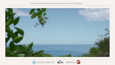 Creole villa, terrace and private pool, sea view.