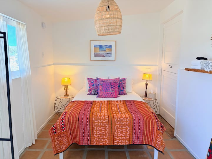 Ocotillo bedroom located in pool house. 1 Queen size bed + 1 Full size bed.