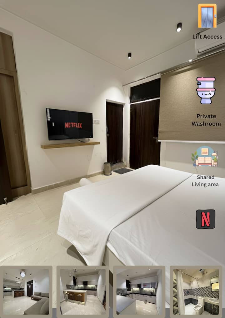 One Room in 2BHK- AC|TV| Balcony (Non kitchen)