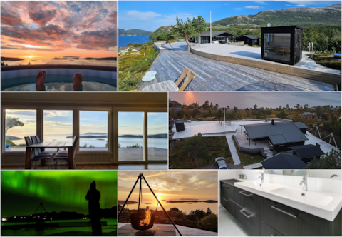 Panorama view, hot tub, modern 4 bedroom cabin.