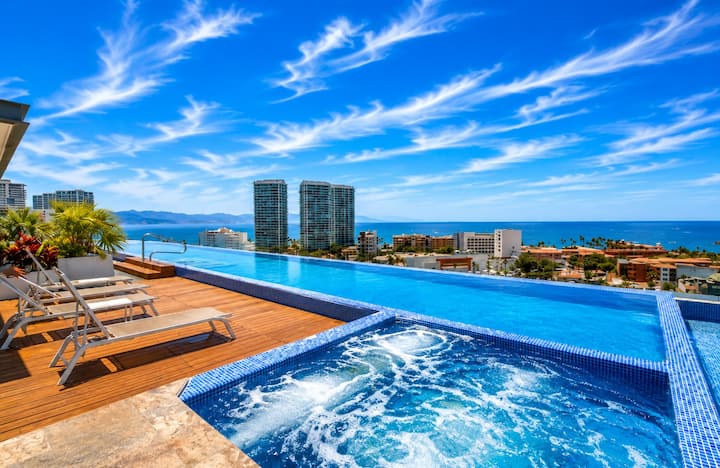 1205sea View Rooftop Pool Balcony - Puerto Vallarta