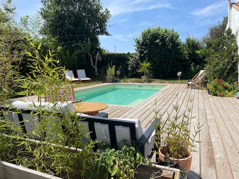 Modern farmhouse with pool