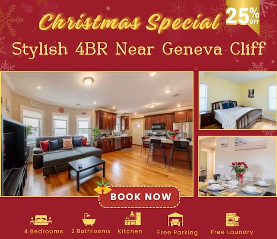 90/3-4BR Dorchester |Festive Family Home Near Park