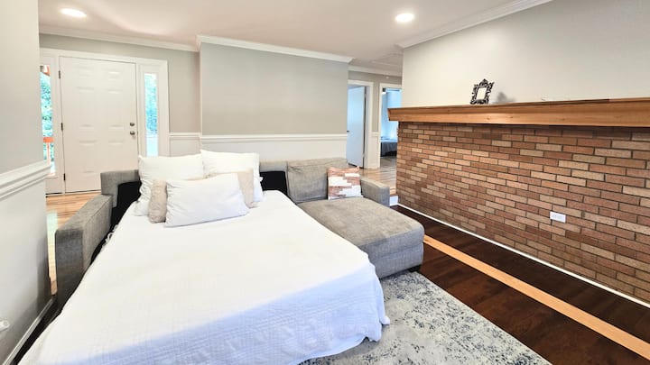 West Elm Couch with a Queen Bed Pull Out Mattress.