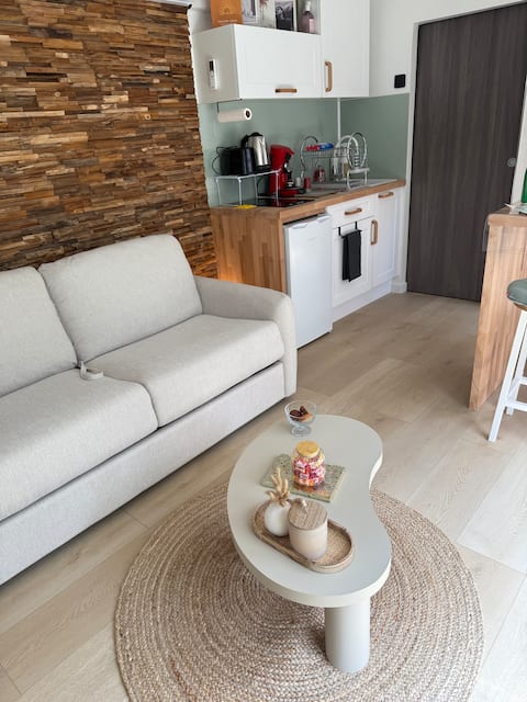 Popular Airbnb listing: Chic cocoon, air conditioning and private terrace, neat decor in Nevers