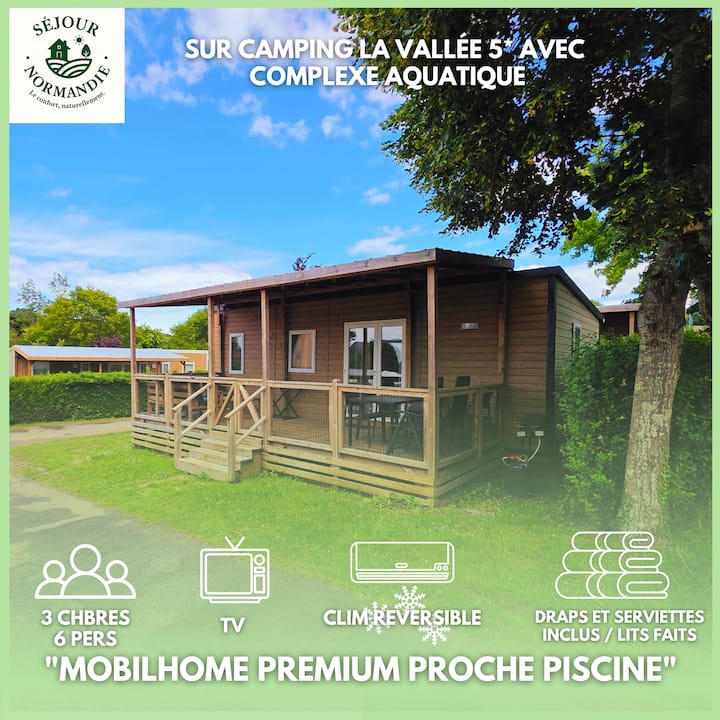 Houlgate Camping 5* - Mhome 3ch/6p Clim/linge/tv - Normandie