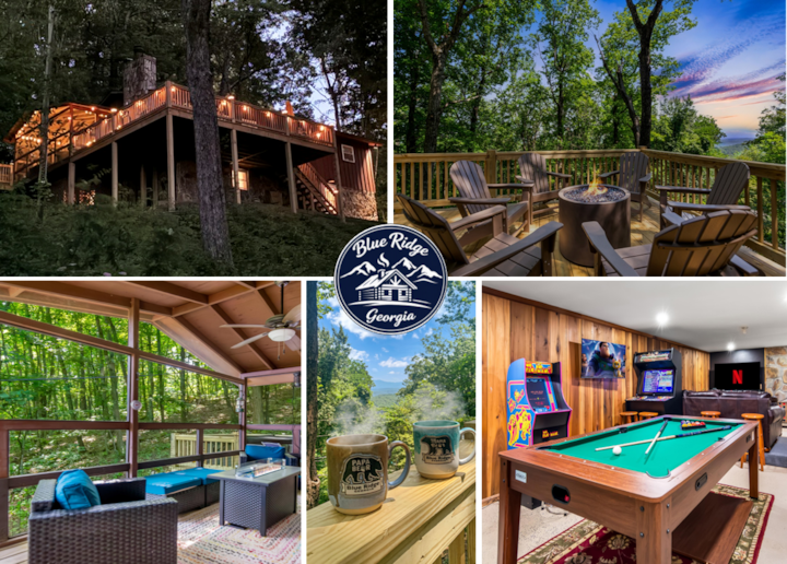 Cabin Retreat | Views + Fire Pit + Hot Tub + Games - Georgia