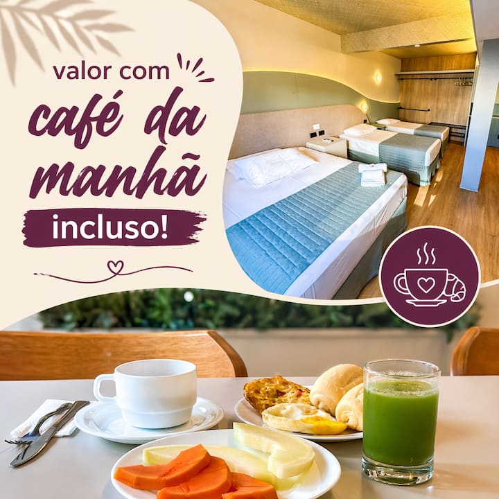 1 Cama Casal + 2 Solteiros - Hotel Zata/criciúma - Criciúma