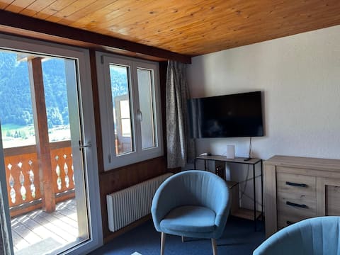 Popular Airbnb listing: Panoramic View, 60 m², 2 Bedrooms, 2 South-Facing Balconies in Ormont Dessus