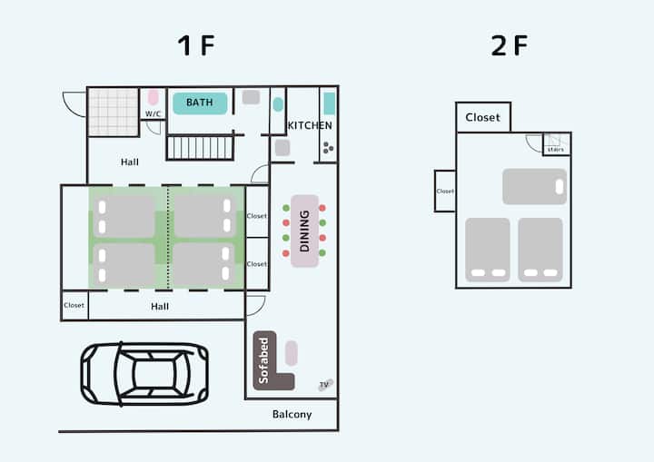 120m2/7min To Saga Station/14 Person /Luxury House - Saga
