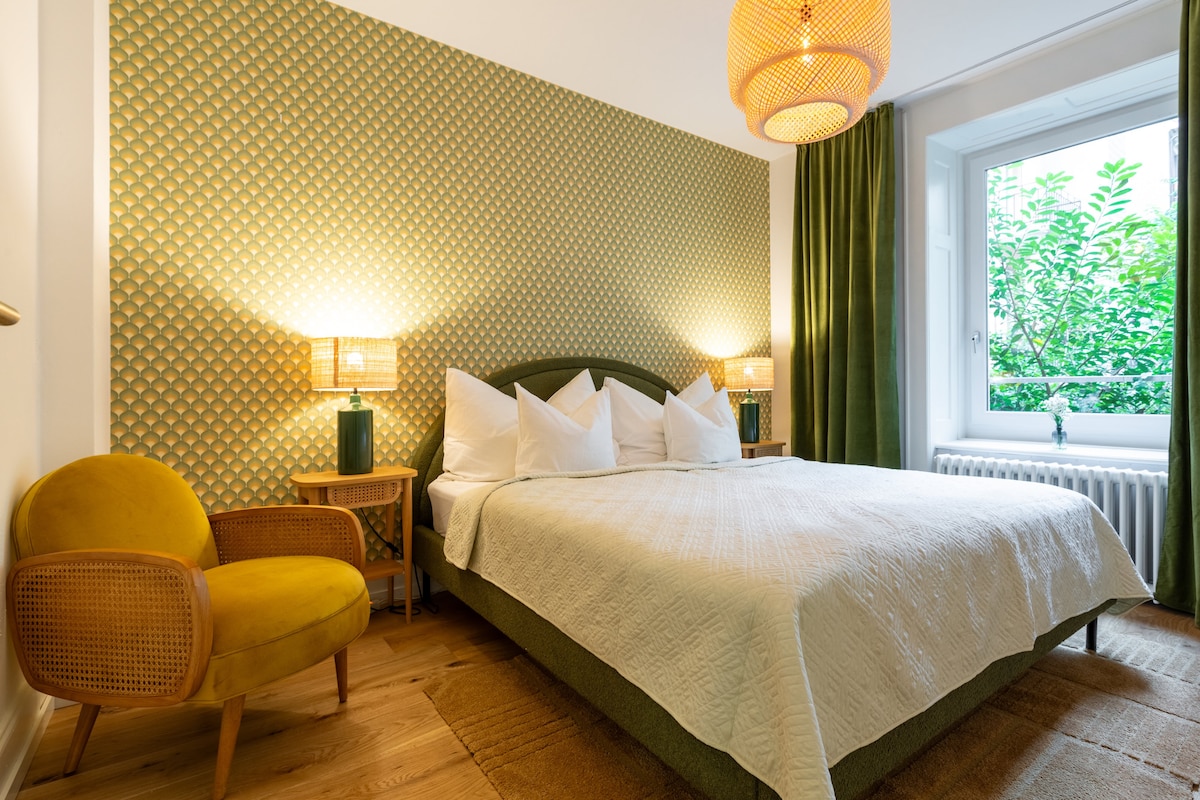 سحر ريترو وسرير حديث – لقضاء ليالٍ مريحة.