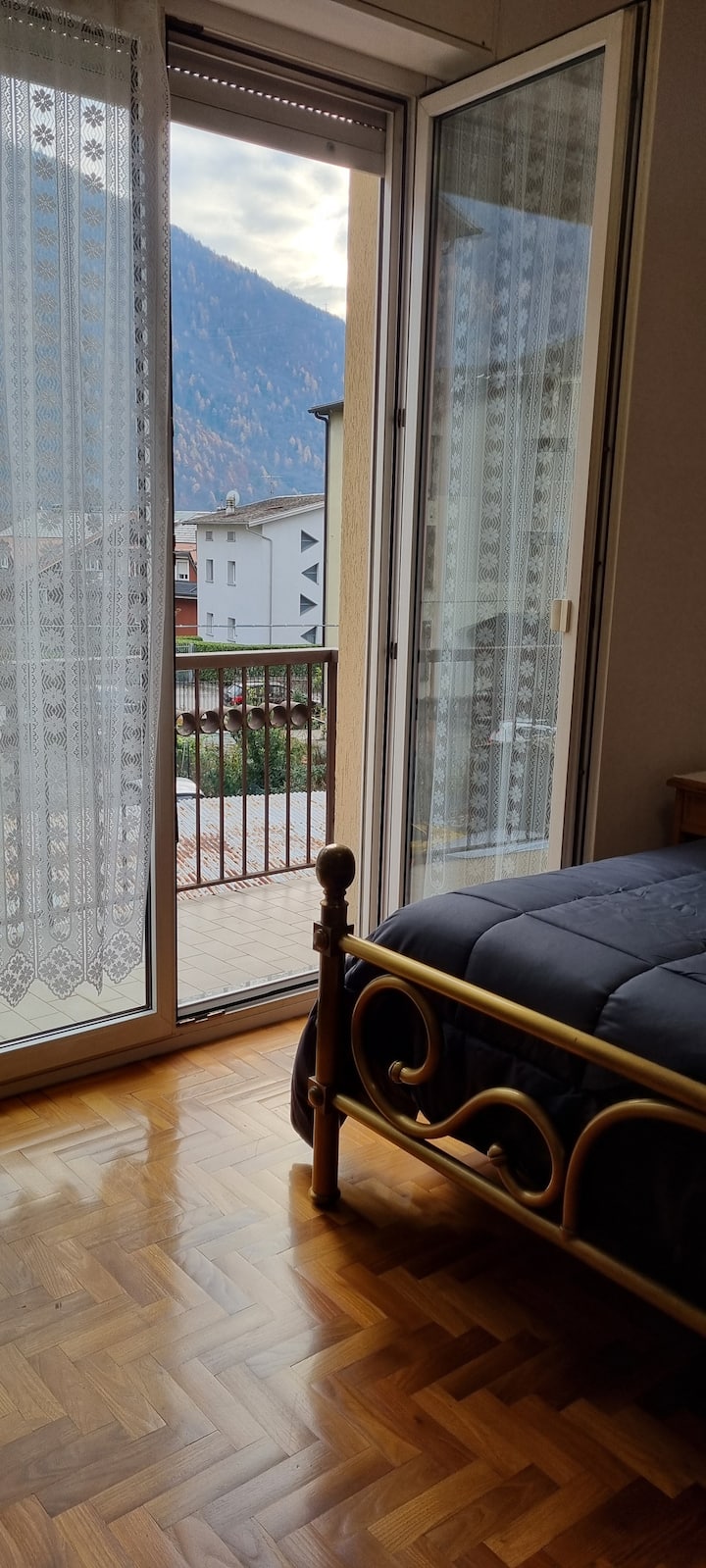 Bright room with balcony.