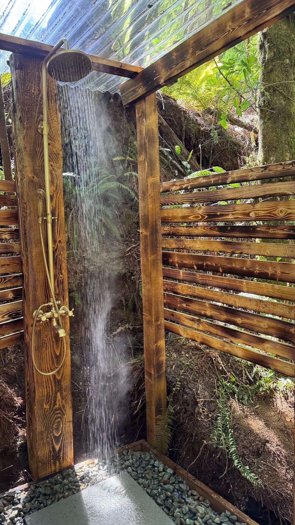 The Fern Nest, a tiny cabin in old-growth forest, Jordan River, British Columbia, Canada, photo 2 of 10