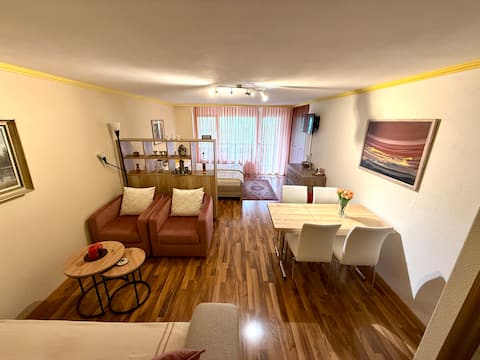 Popular Airbnb listing: Ski-in Studio next to cable car with mountain view in Leukerbad