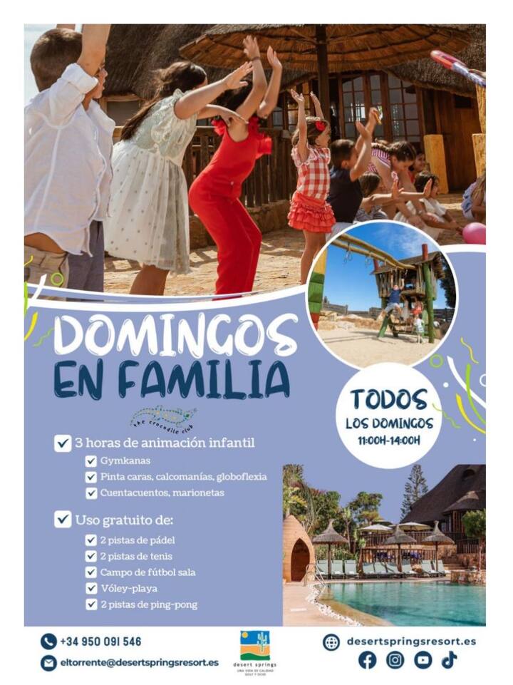 Domingos en familia en el Club Cocodrilo con animación infantil.