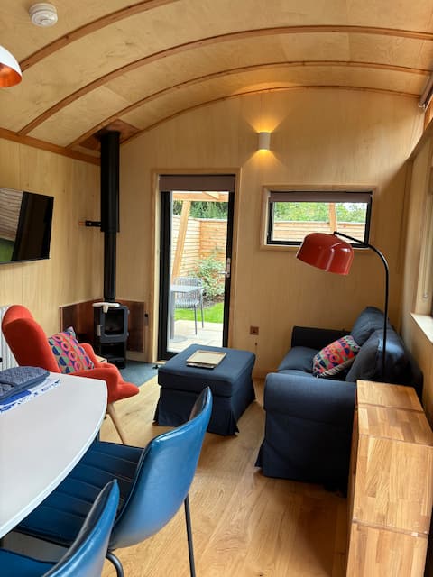 Popular Airbnb listing: Stylish cabin with log burner in Alnwick in Alnwick