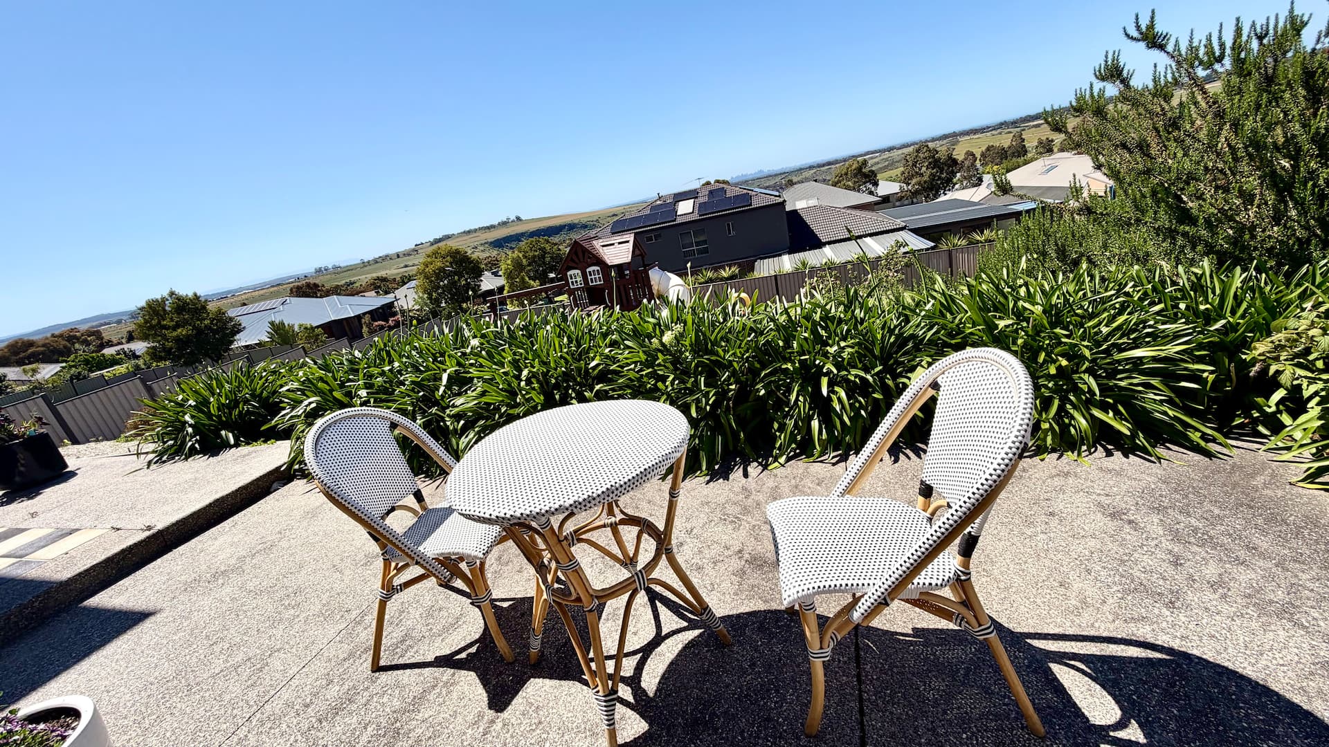 Belleview Studio outdoor seating with hill views
