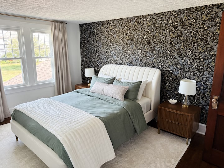 A Queen Bed with Closet & Chair 