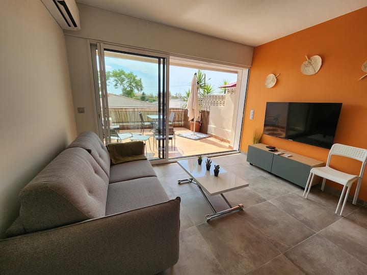 Studio Rénové Terrasse Wifi Clim Mer à 150m - Frontignan