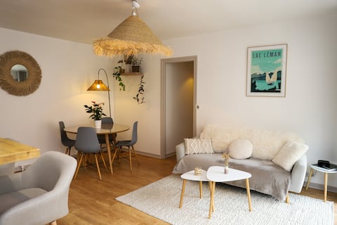 Successful Airbnb property: Central two-room apartment, ideal thermal baths & lake/private parking in évian Les Bains