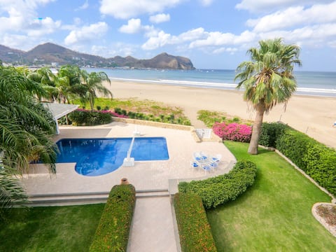 Beachfront Two Story Luxury Villa with Staff