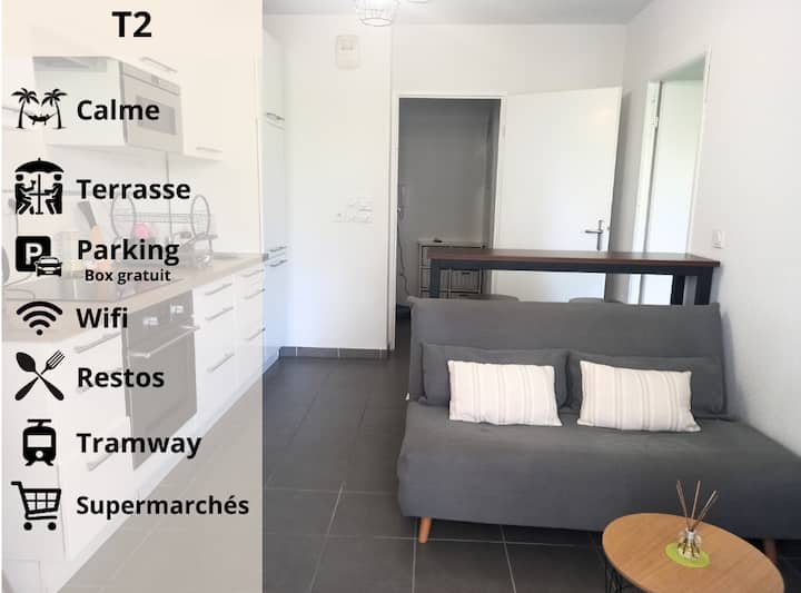 T2 Port Marianne Avec Terrasse/parking - Montpellier