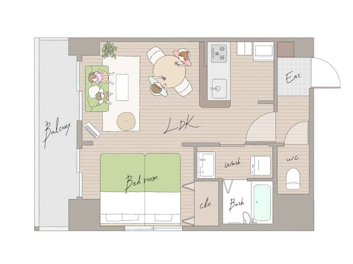 地下鉄 徒歩5分｜35㎡1br｜快適3名｜円山エリア｜o301 - Sapporo