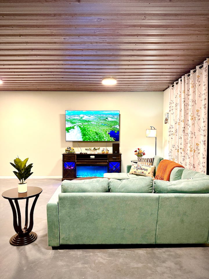 Family room downstairs with Fall decor