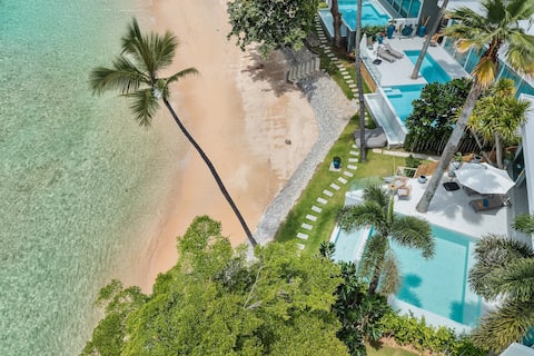 Beachfront, romantic villa, pool, breakfast, Luna