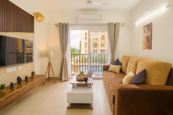 Pool-Facing Modern 1BHK, Siolim