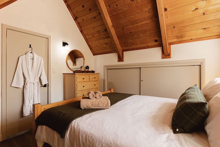 Cozy bedroom with cotton duvet cover and sheets.