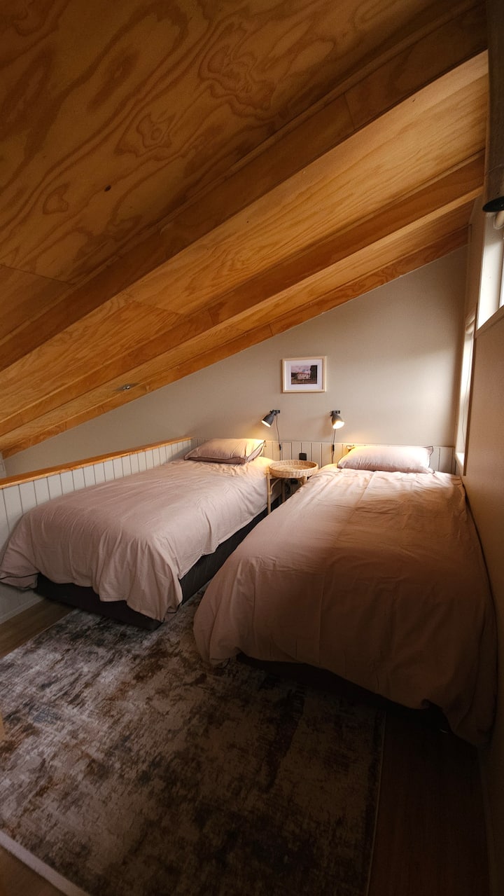 The Passenger has a loft with two 1.5 square beds. If you like, we can put them together so you can have a king-size bed, just ask via message.