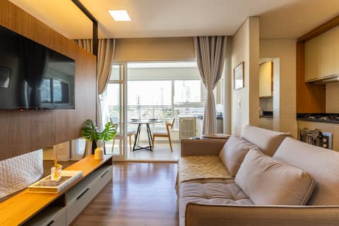Top Airbnb: New studio in Aquarius with air conditioning and garage 6x without interest in São José Dos Campos
