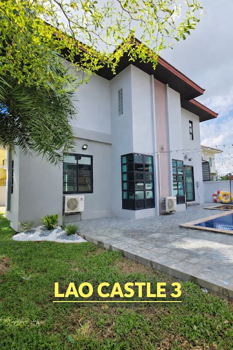 Shinshuk-Pool Villa-Lao Castle 3rd Branch-Spacious Living Room-Bedroom 4-Bathroom 5-Terrace