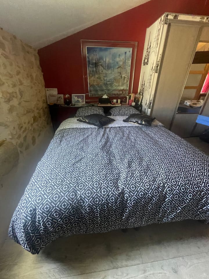 Pièce Love et Kinky room, équipée de plusieurs équipements, accesssoires, décorations, littérature sur des pratiques Kinky, mais pouvant être dépersonnalisé pour une privatisation des 2 chambres du dernier étage avec 1 SDD, salon, kitchenette, biblio