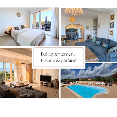Sea View T3 • Pool & Parking • Quiet • Propriano