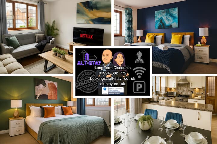 3 Br | Week/month Stays | Contractors | Nr M1 J40 - Wakefield